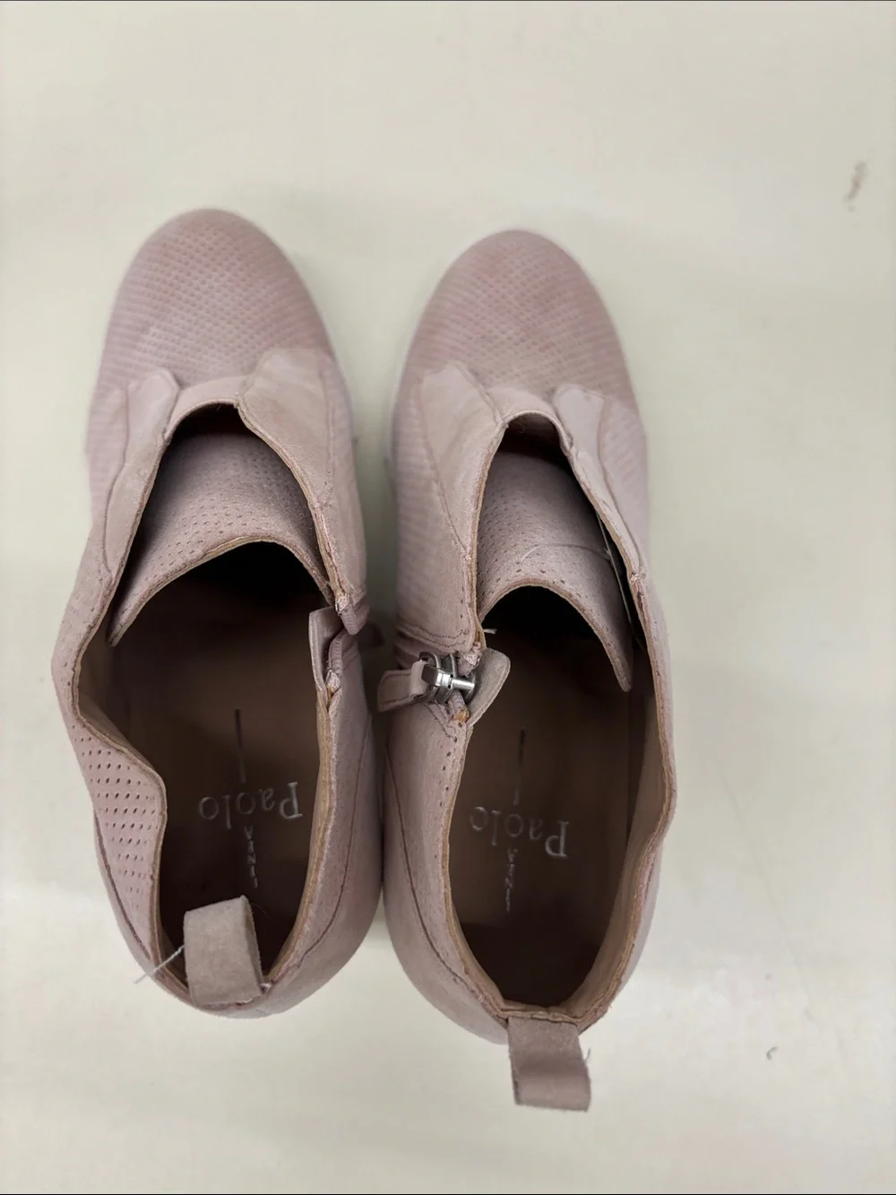 L.Paolo Perforated Wedge Sneaker Booties in Blush - Women